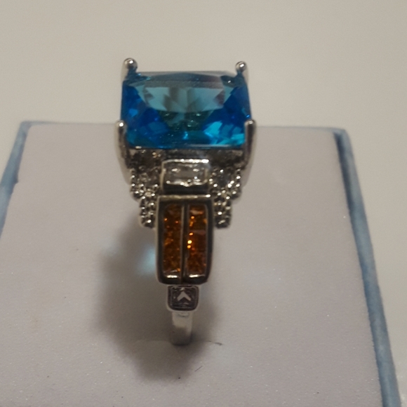Blue topaz gemstone ring size 10, new - Picture 3 of 6